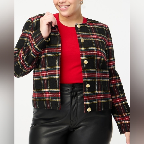 Stewart tartan wool-blend lady jacket - Picture 2 of 9